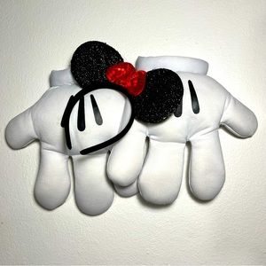 Disney Mini Mouse Gloves & Sparkle Headband Ears Bow Halloween Costume One Size